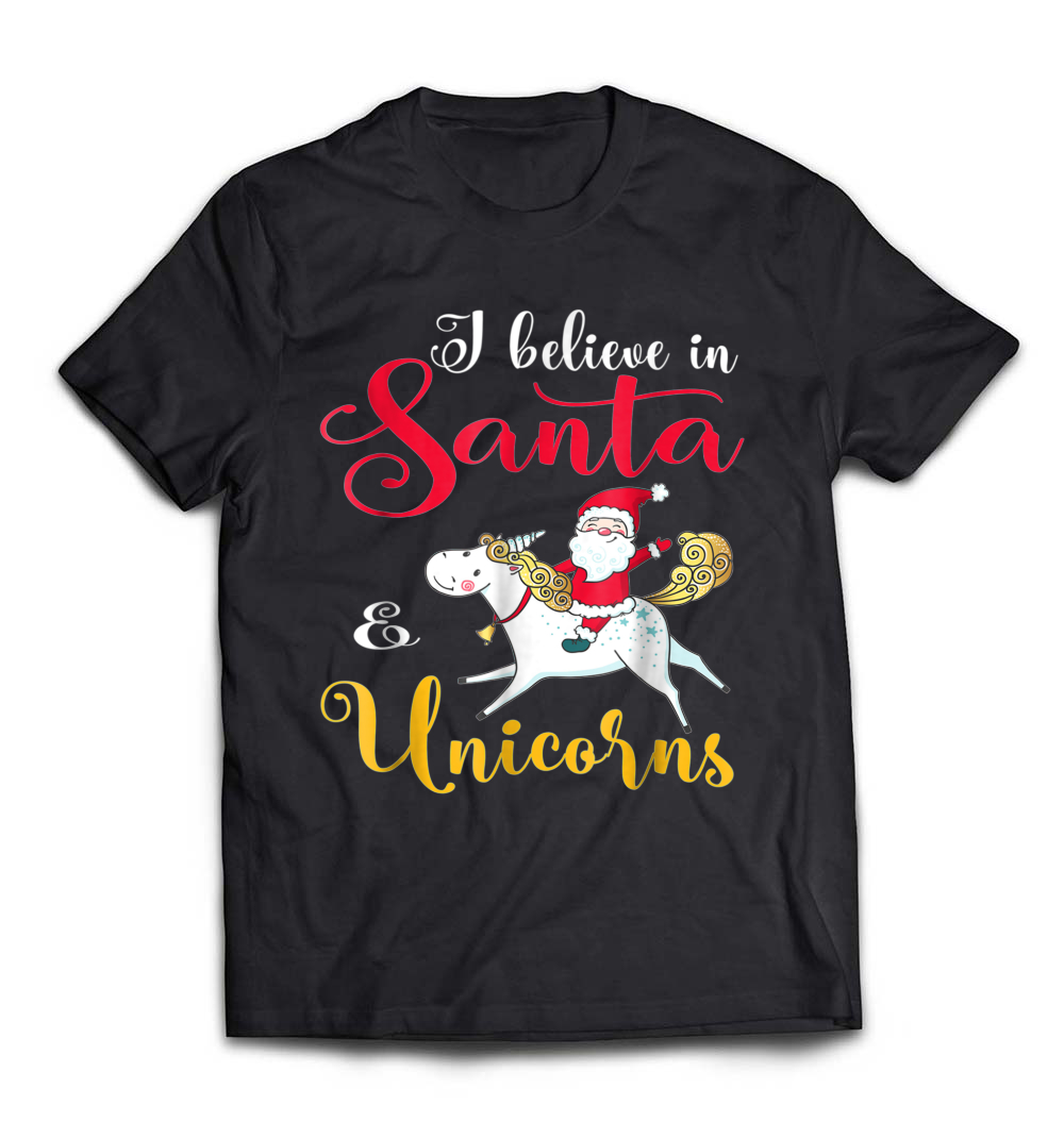 “I Believe Santa and Unicorn” Funny T-Shirt – A Whimsical Holiday Gift